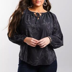 Z Supply Black “Shadow” Floral Amelia Top Sz L